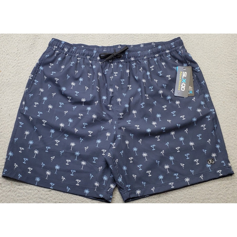 Salt Life Swim Shorts Mens 2XL Multi Palm Aqua Martini Print Drawstring Waist